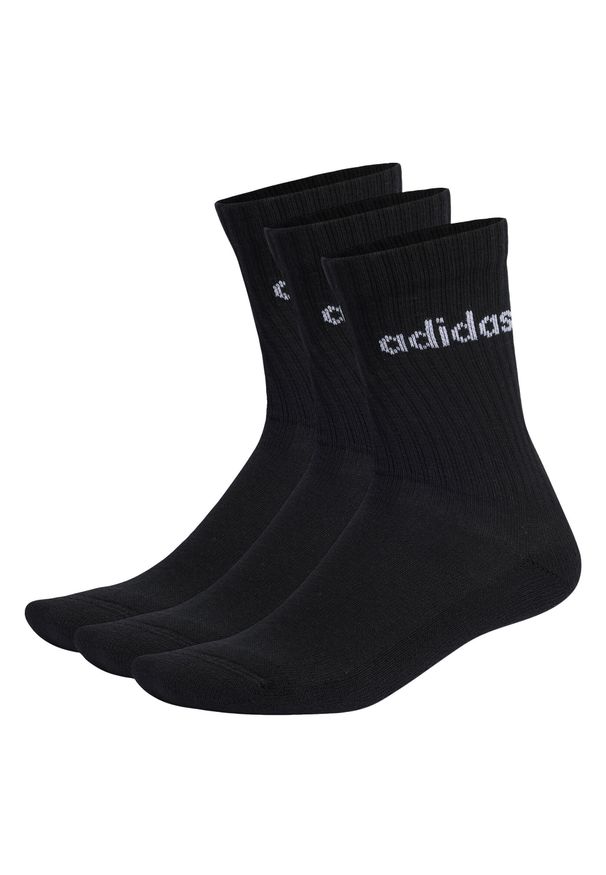 Adidas - Linear Crew Cushioned Socks 3 Pairs. Kolor: czarny, wielokolorowy, biały. Materiał: bawełna. Sport: bieganie