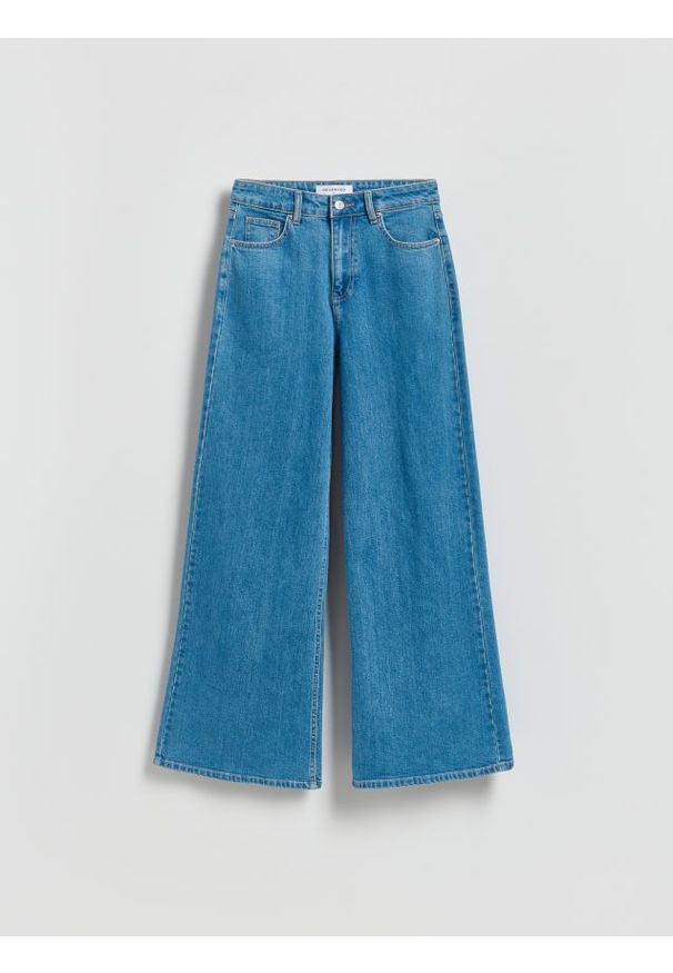 Reserved - Jeansy wide leg - niebieski. Kolor: niebieski