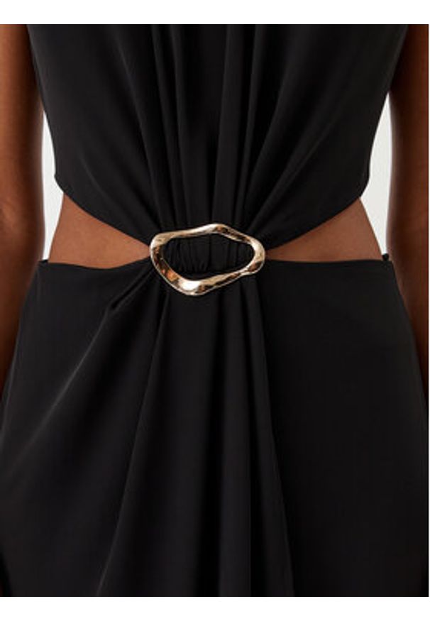 Haveone Sukienka wieczorowa AFS-N029 Czarny Regular Fit. Kolor: czarny. Materiał: syntetyk. Styl: wizytowy