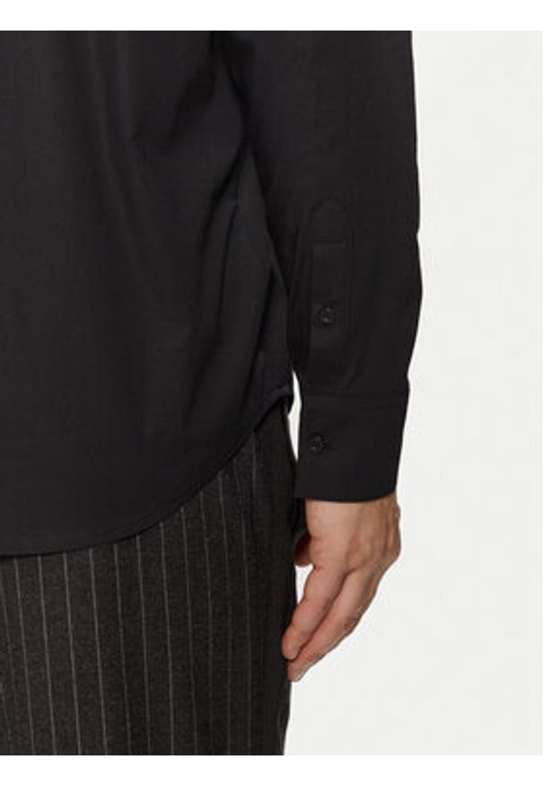 Karl Lagerfeld - KARL LAGERFELD Koszula 605911 551671 Czarny Regular Fit. Typ kołnierza: dekolt w karo. Kolor: czarny. Materiał: bawełna