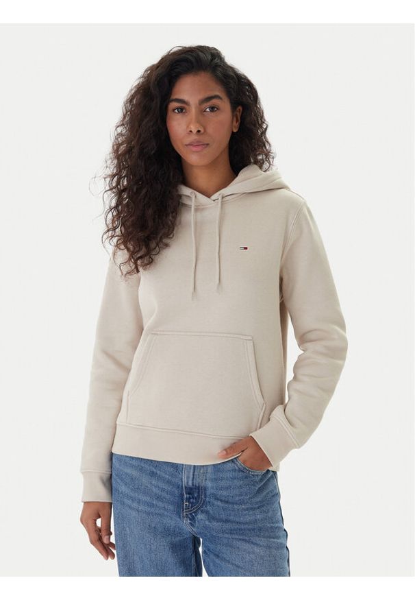 Tommy Jeans Bluza Flag DW0DW19958 Beżowy Regular Fit. Kolor: beżowy. Materiał: bawełna