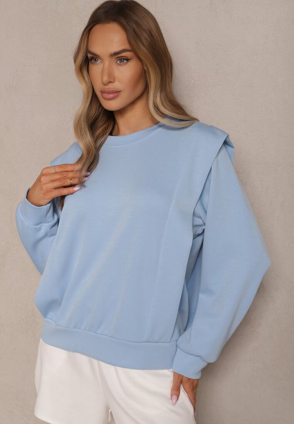 Renee - Jasnoniebieska Bluza z Wiskozą z Szerokimi Ramionami Alioris. Okazja: na co dzień. Kolor: niebieski. Materiał: wiskoza. Styl: casual, elegancki