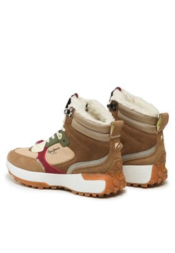 Pepe Jeans Sneakersy PLS31516 Brązowy. Kolor: brązowy. Materiał: zamsz, skóra