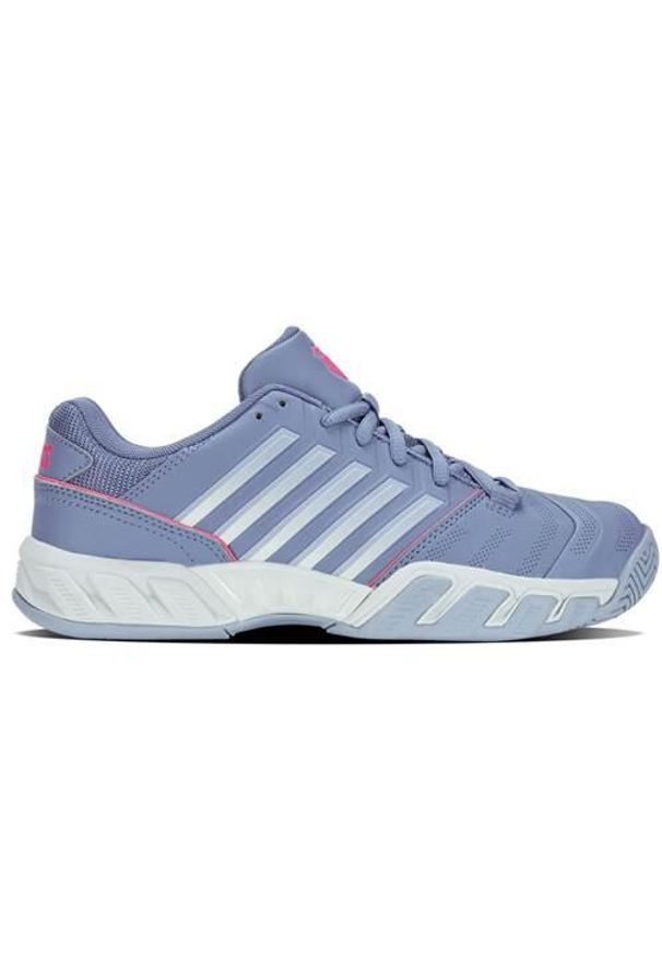Buty do tenisa damskie K-Swiss Bigshot Light 4. Zapięcie: sznurówki. Kolor: szary, niebieski, wielokolorowy. Materiał: syntetyk, tkanina, materiał. Szerokość cholewki: normalna. Sport: tenis