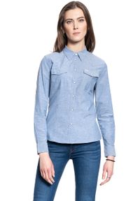 Lee - DAMSKA KOSZULA MATERIAŁOWA LEE SLIM WESTERN SHIRT SUMMER BLUE L45RHONJ. Materiał: materiał