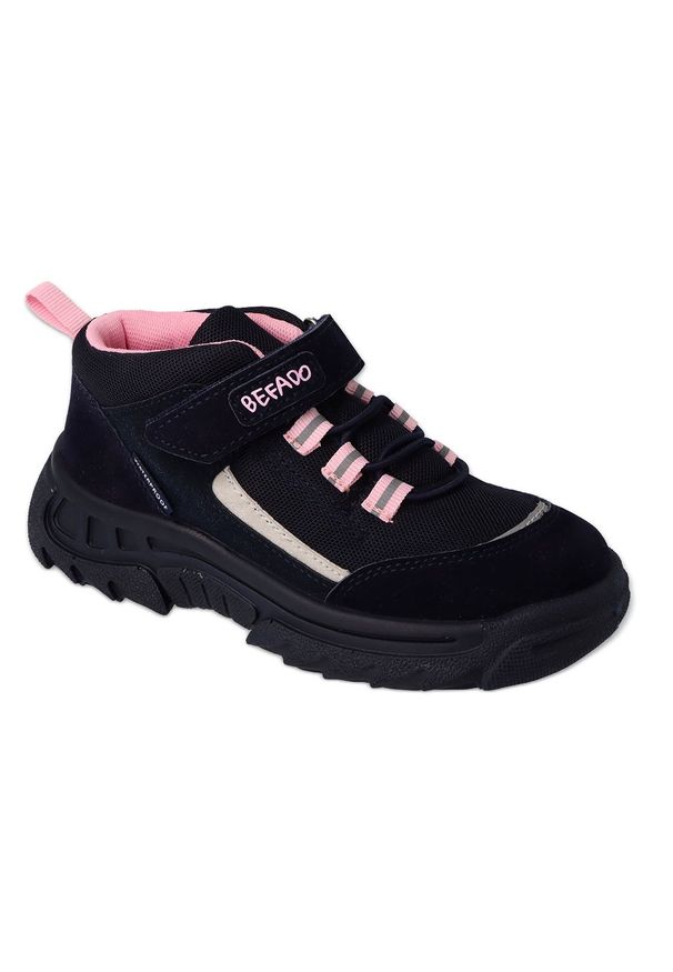 Befado obuwie dziecięce black/pink 515Y001 czarne. Zapięcie: rzepy. Kolor: czarny. Materiał: materiał, syntetyk