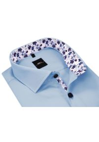 Mmer / Villaro - Koszule męskie - Błękitna koszula męska 466. Kolor: niebieski. Materiał: bawełna, tkanina. Długość: długie #1