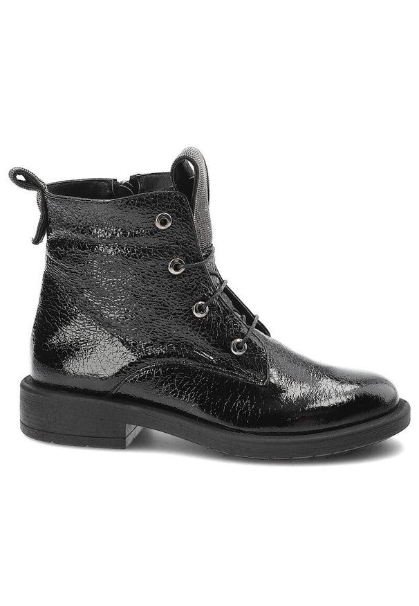 Czarne Botki Venezia Skórzane Buty Damskie. Okazja: na co dzień, do pracy. Kolor: czarny. Materiał: skóra. Styl: casual, klasyczny, elegancki