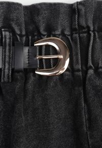 Renee - Czarne Jeansowe Szorty z Gumką w Pasie i Paskiem z Imitacji Skóry Alyssania. Okazja: na co dzień. Kolor: czarny. Materiał: jeans, skóra. Sezon: lato. Styl: casual, sportowy #3