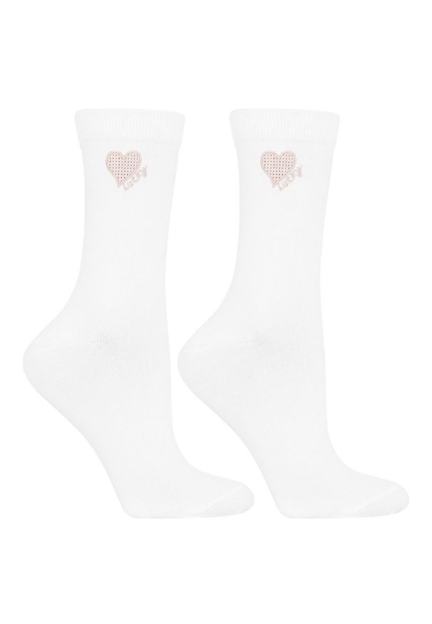 Skarpety Damskie W Serduszka Moraj Mix Kolor 3 Pary. Kolor: biały. Materiał: materiał. Wzór: aplikacja