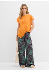 bonprix - Spodnie palazzo z lejącej wiskozy. Kolor: fioletowy. Materiał: wiskoza, materiał. Wzór: nadruk #3