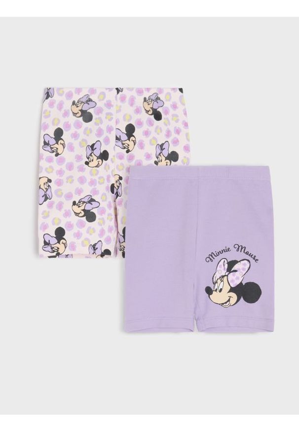 Sinsay - Krótkie legginsy 2 pack Minnie Mouse - fioletowy. Kolor: fioletowy. Długość: krótkie. Wzór: motyw z bajki