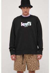 Levi's® - Levi's bluza bawełniana męska kolor czarny z nadrukiem. Okazja: na spotkanie biznesowe. Kolor: czarny. Materiał: bawełna. Wzór: nadruk. Styl: biznesowy