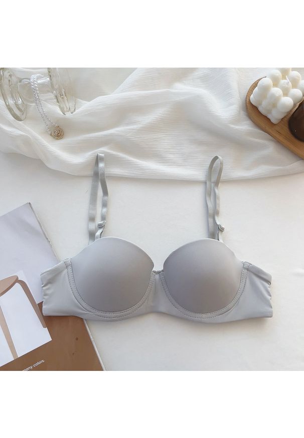 Intica - Biustonosz balkonetka push-up z regulowanymi ramiączkami Arnetta. Kolor: szary. Rodzaj stanika: push-up