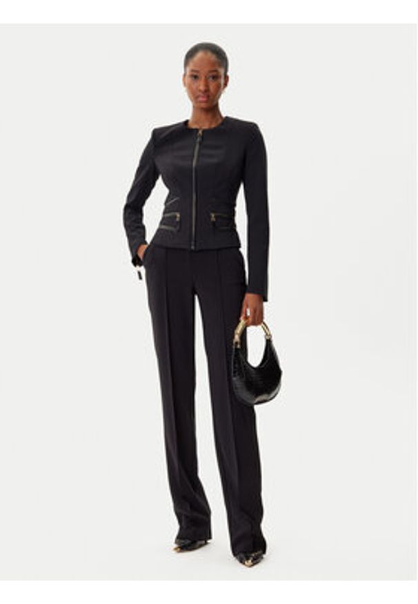 Elisabetta Franchi Marynarka GI-173-56E2-V680 Czarny Regular Fit. Kolor: czarny. Materiał: syntetyk