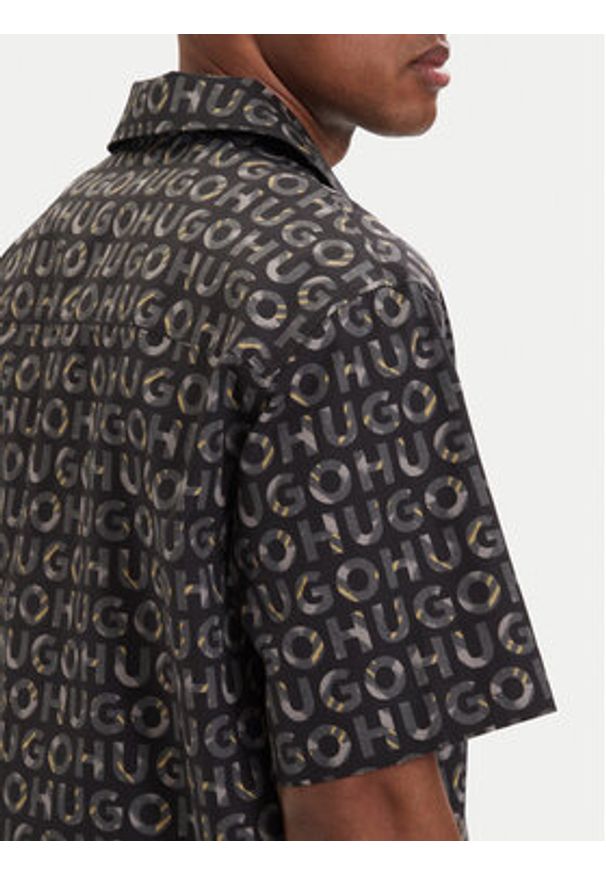 Hugo - HUGO Koszula Espino 50560606 Czarny Oversize. Kolor: czarny. Materiał: bawełna