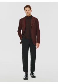 Pako Lorente - PAKO LORENTE – Brązowa gładka marynarka męska. Kolor: brązowy. Materiał: poliester, elastan, wiskoza. Wzór: gładki. Sezon: jesień #2