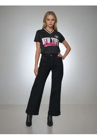 Sinsay - Jeansy wide leg - czarny. Kolor: czarny #1