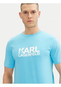 Karl Lagerfeld - KARL LAGERFELD T-Shirt 755087 552235 Błękitny Regular Fit. Typ kołnierza: dekolt w karo. Kolor: niebieski. Materiał: bawełna #4