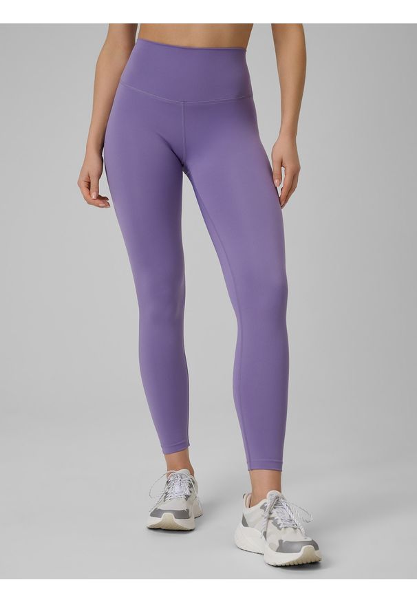 4f - 4F Legginsy treningowe szybkoschnące damskie - fioletowe L. Kolor: fioletowy. Sport: fitness