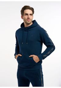 Ochnik - Bluza męska. Okazja: na co dzień. Typ kołnierza: kaptur. Kolor: niebieski. Materiał: materiał. Styl: casual, klasyczny #5
