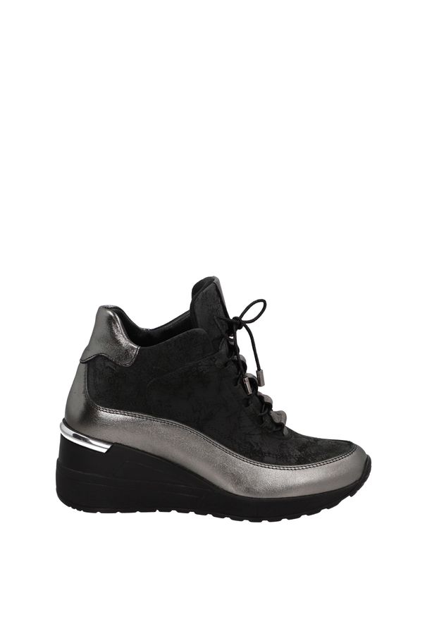 Venezia - SPORTOWE PÓŁBUTY NA KOTURNIE 0216 701 SI-D SI. Materiał: skóra, syntetyk, materiał. Obcas: na koturnie