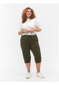Zizzi Spodnie materiałowe J80001J Zielony Loose Fit. Kolor: zielony. Materiał: bawełna #4