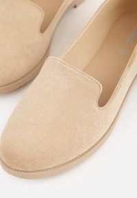 Renee - Ciemnobeżowe Balerinki Typu Mokasyny Ravinda. Kolor: beżowy. Styl: elegancki #7