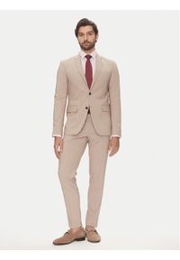 Lindbergh Garnitur 30-61040 Beżowy Slim Fit. Kolor: beżowy. Materiał: syntetyk
