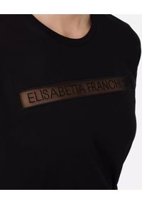 Elisabetta Franchi - ELISABETTA FRANCHI - Czarny t-shirt z haftowanym logo. Okazja: na co dzień. Kolor: czarny. Materiał: jeans, bawełna. Wzór: haft. Styl: casual #3