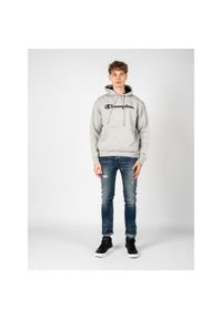 Champion - Bluza trekking męska Hoodie. Kolor: szary. Materiał: bawełna, poliester. Wzór: nadruk. Sport: turystyka piesza #1