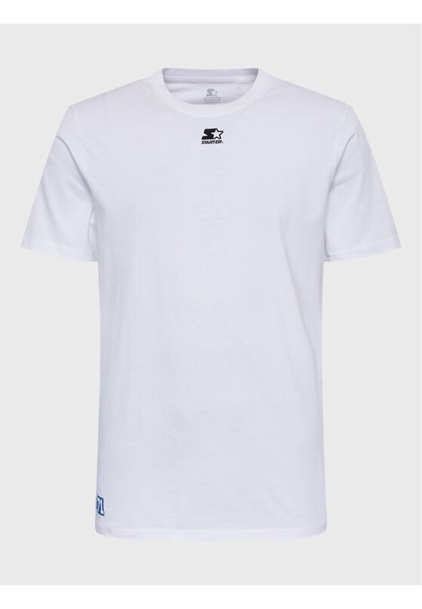 Starter T-Shirt SMN-316-122 Biały Regular Fit. Kolor: biały. Materiał: bawełna
