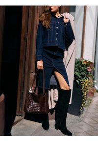 Sinsay - Spódnica jeansowa midi - niebieski. Kolor: niebieski. Materiał: jeans #1