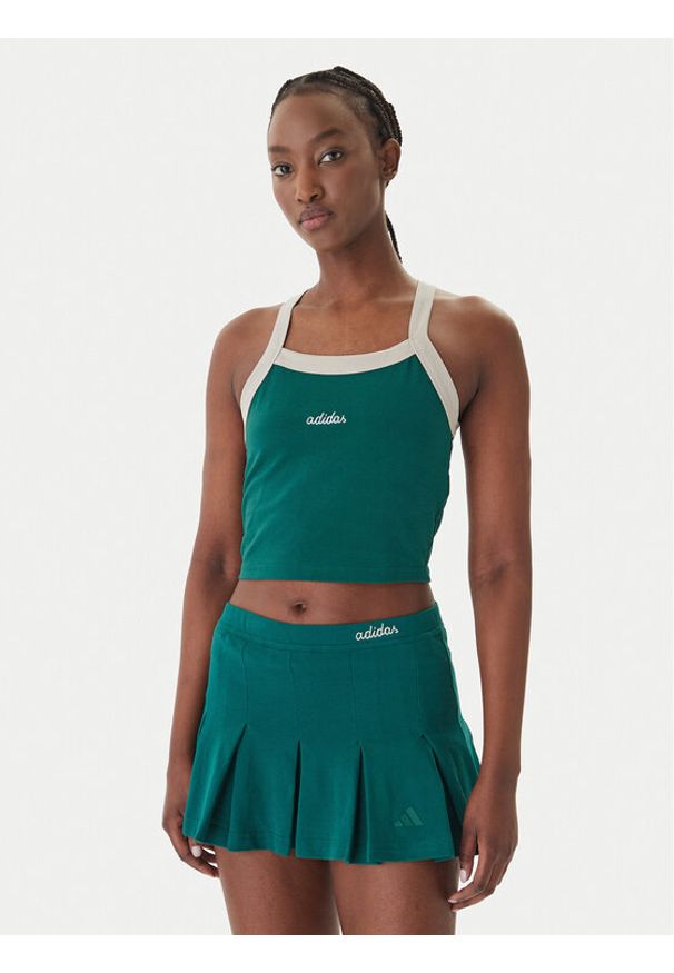 Adidas - adidas Top Seasonal Essentials Colorpop JZ0195 Zielony Slim Fit. Kolor: zielony. Materiał: bawełna