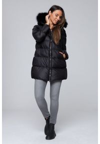 Hetrego - HETREGO Czarna damska długa kurtka puchowa Hanna z lisem, Rozmiar 36 EU - 40 IT. Kolor: czarny. Materiał: puch. Długość: długie #4