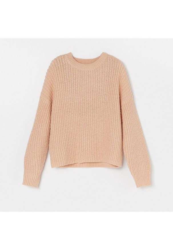 Reserved - Sweter o grubym splocie - Kremowy. Kolor: kremowy. Materiał: ze splotem