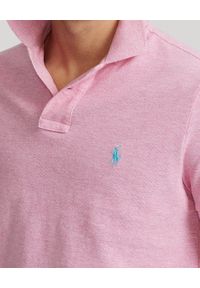 Ralph Lauren - RALPH LAUREN - Różowa koszulka polo Custom Slim Fit Mesh. Typ kołnierza: polo. Kolor: różowy, wielokolorowy, fioletowy. Materiał: mesh. Wzór: haft #5