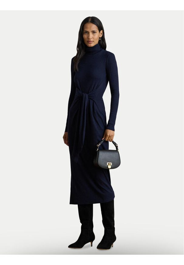 Lauren Ralph Lauren - LAUREN RALPH LAUREN Sukienka dzianinowa 200980028001 Granatowy Slim Fit. Kolor: niebieski. Materiał: bawełna, dzianina