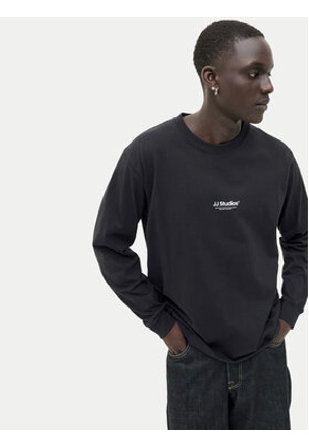 Jack & Jones Longsleeve Soho 12278788 Czarny Relaxed Fit. Kolor: czarny. Materiał: bawełna. Długość rękawa: długi rękaw