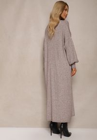 Renee - Beżowa Pudełkowa Sukienka z Wiskozą i Półgolfem Salindra. Kolor: beżowy. Materiał: wiskoza. Styl: elegancki #5