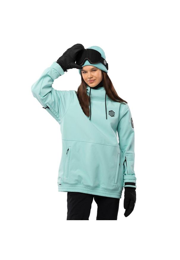 SIROKO - Kurtka snowboardowa damska W1-W Iceberg. Kolor: niebieski. Materiał: materiał, softshell. Sport: snowboard
