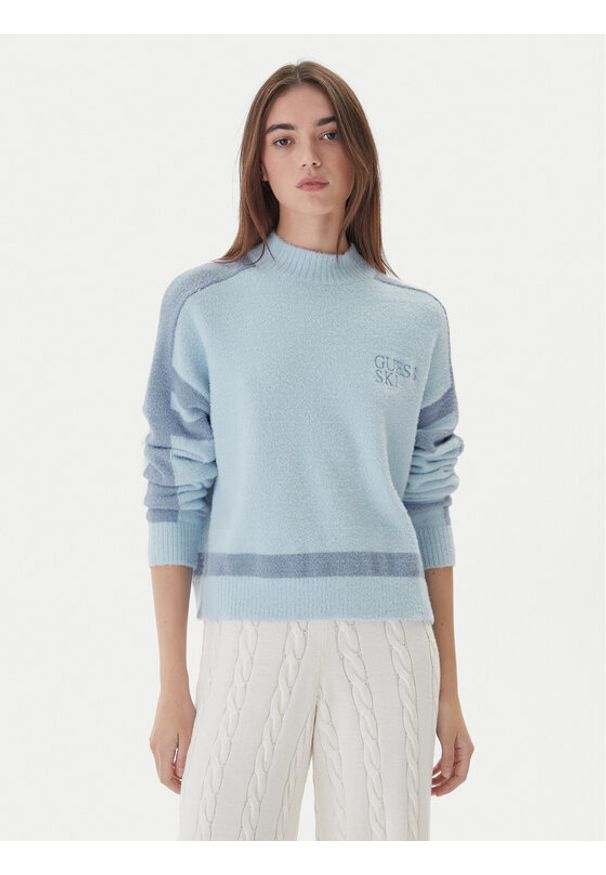 Guess Golf W5BR78 Z4242 Niebieski Relaxed Fit. Typ kołnierza: golf. Kolor: niebieski. Materiał: syntetyk