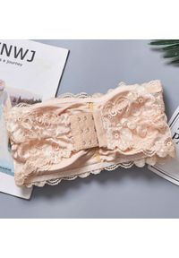 Intica - Top koronkowy bez ramiączek niewidoczny pod odzieżą Filoftia. Kolor: beżowy. Materiał: koronka. Wzór: koronka