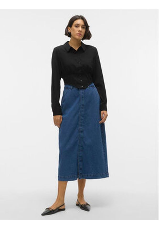 Vero Moda Spódnica jeansowa 10302007 Niebieski Regular Fit. Kolor: niebieski. Materiał: bawełna