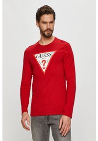 Guess - Longsleeve. Okazja: na co dzień. Kolor: czerwony. Długość rękawa: długi rękaw. Wzór: nadruk. Styl: casual #1