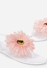 Renee - Białe Sandały Japonki z Kwiatem Tristiva. Kolor: biały. Wzór: kwiaty. Sezon: lato #5