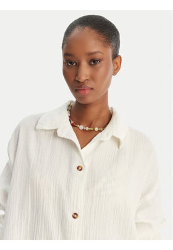 Roxy Koszula Morning Time ERJWT03674 Écru Relaxed Fit. Kolor: kremowy. Materiał: bawełna