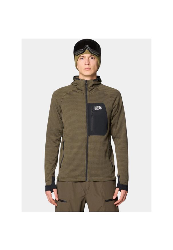 MOUNTAIN HARDWEAR - Sweter Męski Mountain Hardwear Polartec Power Grid. Kolor: zielony. Materiał: polar. Sport: turystyka piesza