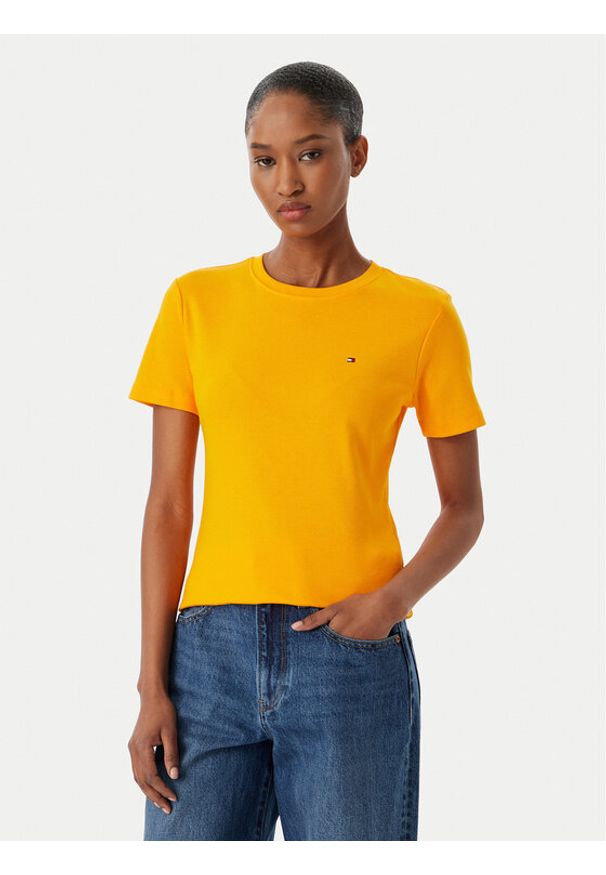 TOMMY HILFIGER - Tommy Hilfiger T-Shirt New Cody WW0WW40587 Pomarańczowy Slim Fit. Kolor: pomarańczowy. Materiał: bawełna