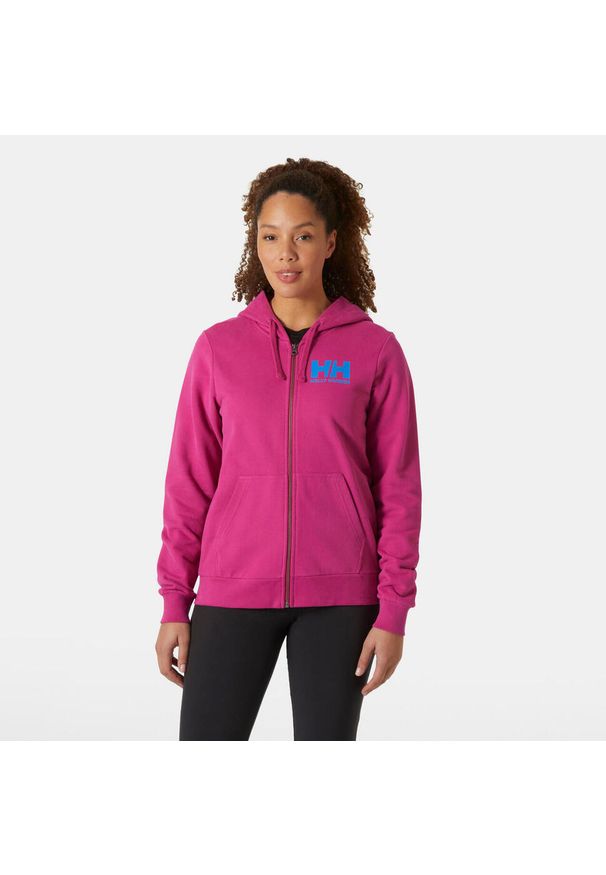 Damska bluza z kapturem zapinana na zamek Helly Hansen Logo 2.0. Typ kołnierza: kaptur. Kolor: różowy. Materiał: jersey